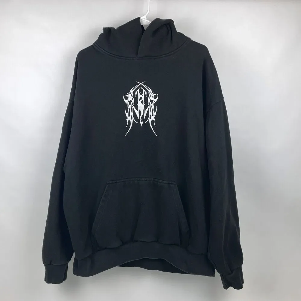 Dragonborn Hoodie Gothic Dragon Graphic Black Heavyweight Lane Seven Men's 2XL - Picture 2 of 11